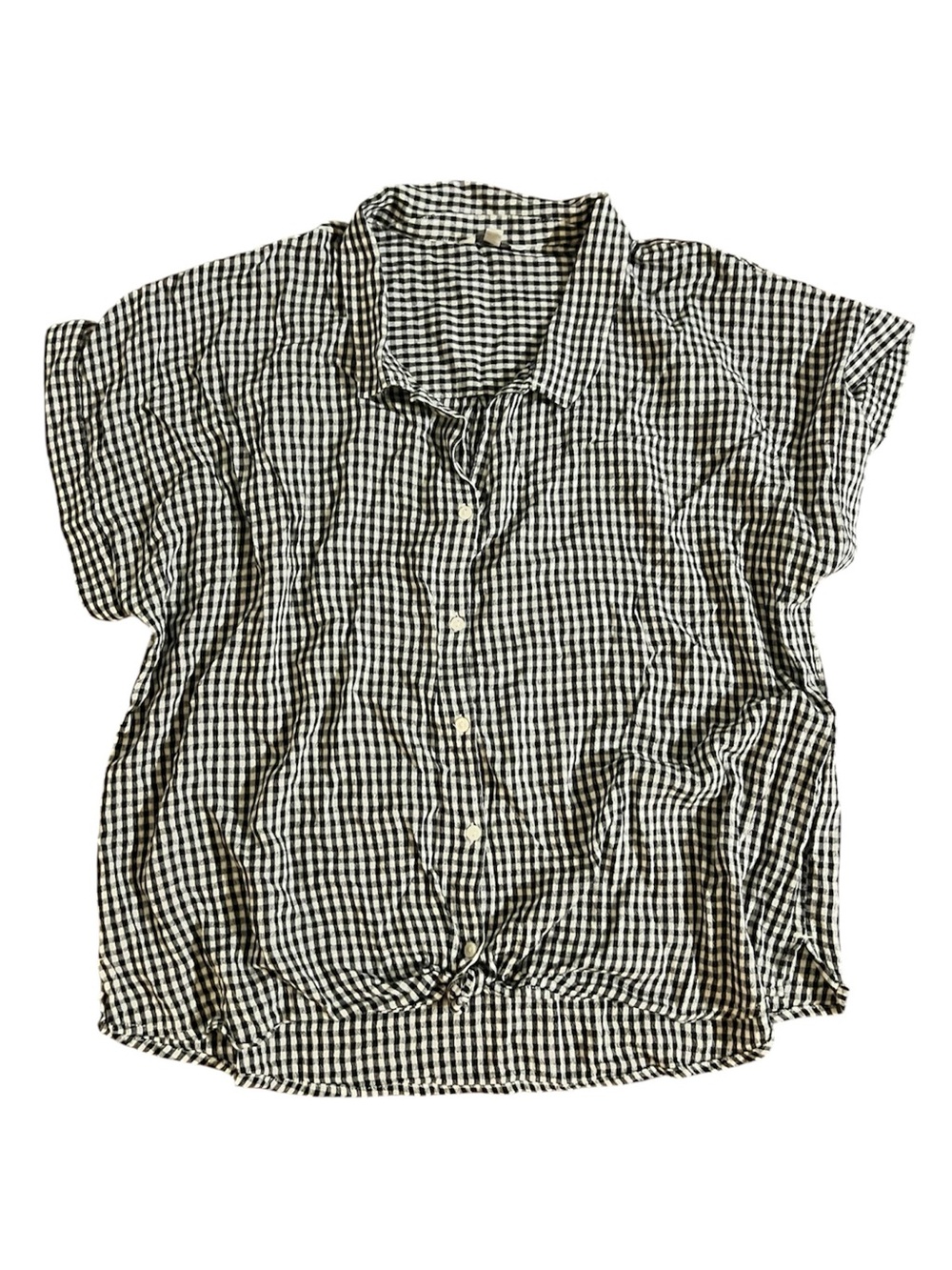 Lucky Brand Black and White Gingham Button-Front Blouse